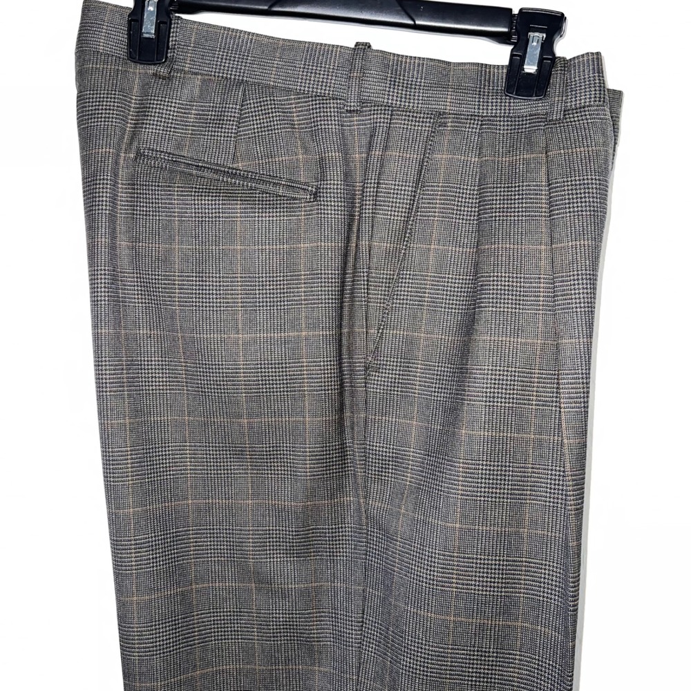 Pierre Balmain Wool Dress Pants Plaid‎ Gray Brown Size 35